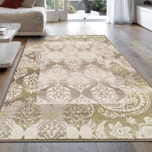 Superior Indoor Area Rug, Jute Backing, Geometric Paisley Floor Decor for Office, Living Room, Dining, Kitchen Floors, Bedroom, Entryway, Modern Rugs, Mystique Collection, 5′ x 8′, Brown(Brown – Z)