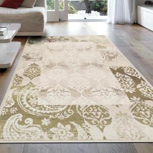 Superior Indoor Area Rug, Jute Backing, Geometric Paisley Floor Decor for Office, Living Room, Dining, Kitchen Floors, Bedroom, Entryway, Modern Rugs, Mystique Collection, 5′ x 8′, Brown(Beige)