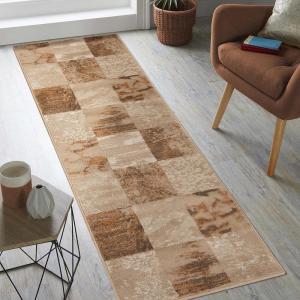 Superior Indoor Large Area Rug, Modern Abstract Style with Jute Backing, Floor Decor for Office, Living Room, Dorm, Kitchen, Dining, Entryway, Hardwood Throw, Brentwood Collection, 2′ 7″ x 8′, Beige(Camel)