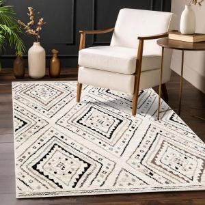 Superior Indoor Small Area Rug, Jute Backed, Perfect for Entryway, Office, Living/Dining Room, Bedroom, Kitchen, Hardwood Floor, Geometric Modern Decor, Ozark Collection, 4′ x 6′, Slate