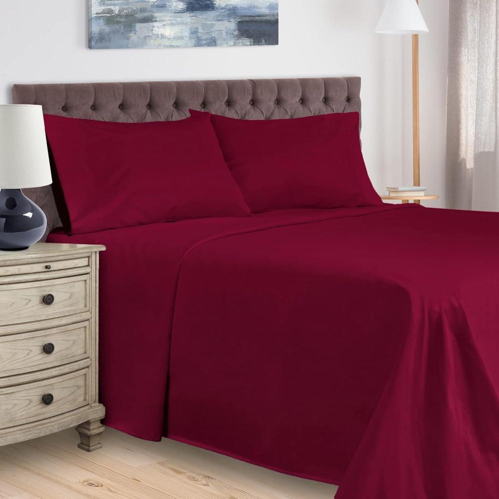 image100 Premium Combed Cotton 400 Thread Count Split King 5Piece Sheet Set Solid TaupeBurgundy