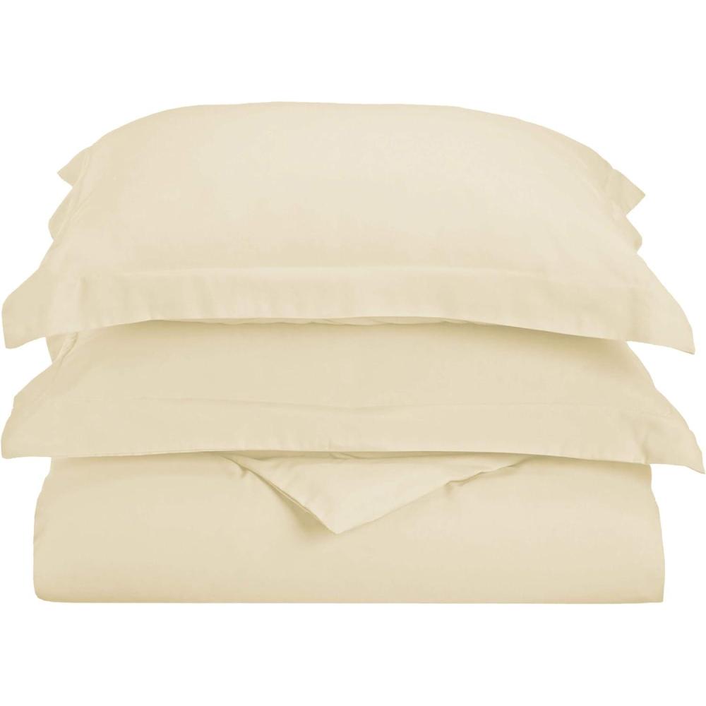 imageSuperior 100 Brushed Microfiber Duvet Cover Set TwinTwin XL Beige