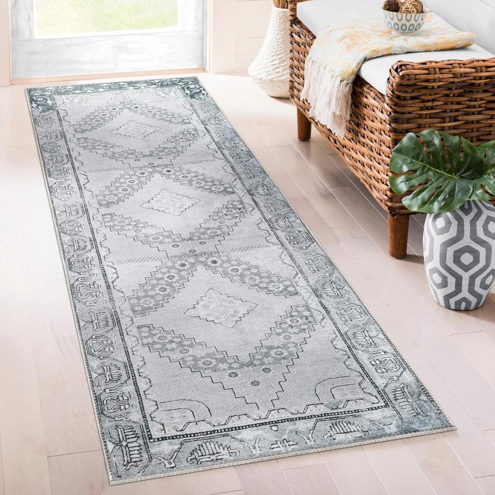imageSuperior Indoor Area Rug Bohemian Geometric Home Floor Decor Bedroom LivingDining Room Office Entry Unique Soft Cotton Backed Rugs Sterling Collection 3 6 x 5 6 SangriaSter  Cool Gray