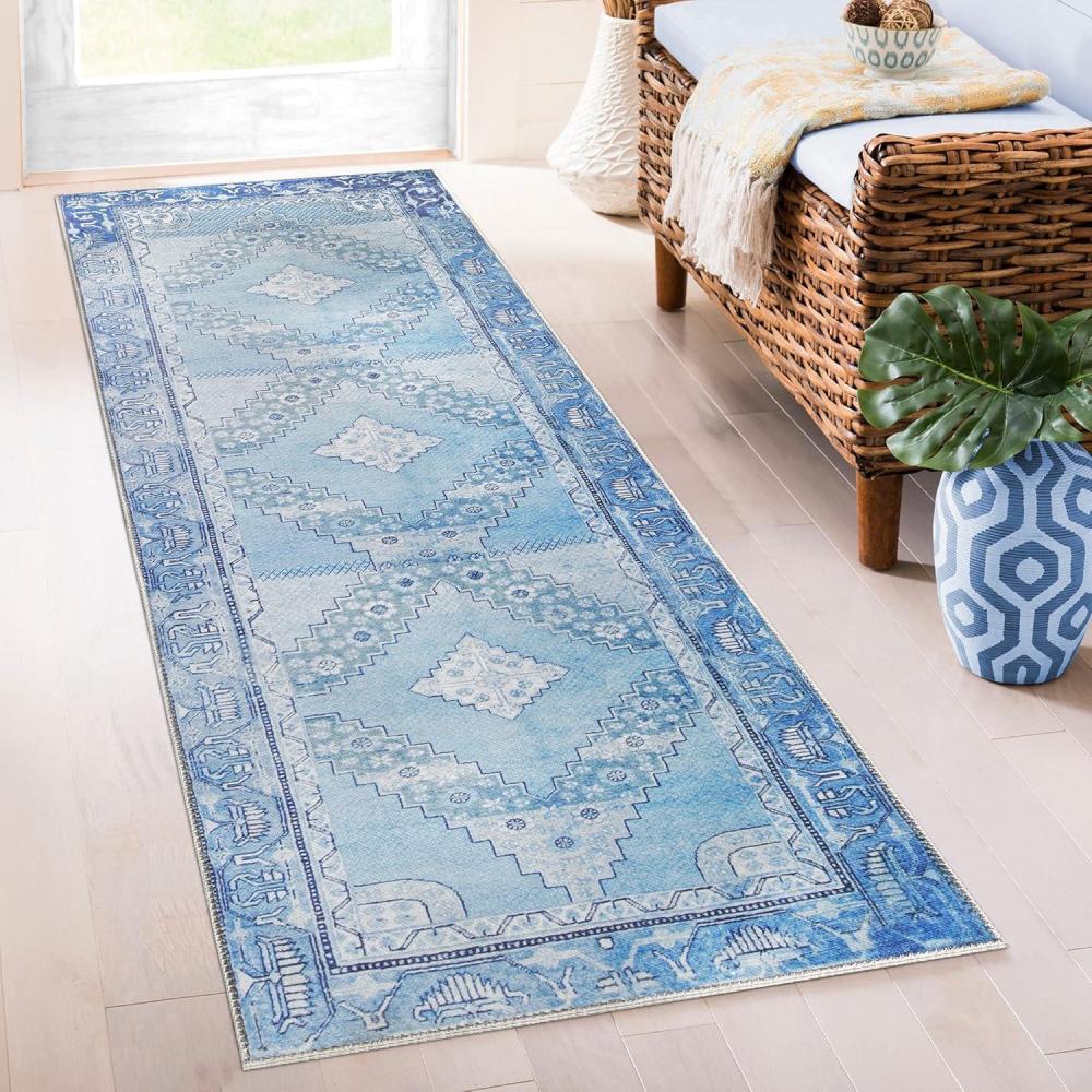 imageSuperior Indoor Area Rug Bohemian Geometric Home Floor Decor Bedroom LivingDining Room Office Entry Unique Soft Cotton Backed Rugs Sterling Collection 3 6 x 5 6 SangriaSter  Dark Blue