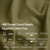 Superior Egyptian Cotton 400 Thread Count Bed Sheet Set, 1 Elastic Deep Pocket Fitted Sheet, 1 Flat Sheet, 2 Pillowcases, Soft Bedding, Luxury Sheets, Sateen Weave, California King Size, Sage(Sage Green)