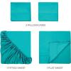 Superior Egyptian Cotton 400 Thread Count Bed Sheet Set, 1 Elastic Deep Pocket Fitted Sheet, 1 Flat Sheet, 2 Pillowcases, Soft Bedding, Luxury Sheets, Sateen Weave, California King Size, Sage(Teal Blue – Z)