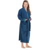 Superior Tinsel Unisex Turkish Cotton Terry Kimono Bathrobe with Embroidery, All-Season Robe(Aqua-blue)