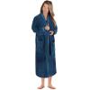 Superior Tinsel Unisex Turkish Cotton Terry Kimono Bathrobe with Embroidery, All-Season Robe(Aqua-blue)