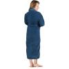 Superior Tinsel Unisex Turkish Cotton Terry Kimono Bathrobe with Embroidery, All-Season Robe(Aqua-blue)