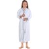 Superior Tinsel Unisex Turkish Cotton Terry Kimono Bathrobe with Embroidery, All-Season Robe(Blue-white)