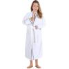 Superior Tinsel Unisex Turkish Cotton Terry Kimono Bathrobe with Embroidery, All-Season Robe(Charcoal-white)