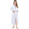 Superior Tinsel Unisex Turkish Cotton Terry Kimono Bathrobe with Embroidery, All-Season Robe(Charcoal-white)