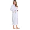 Superior Tinsel Unisex Turkish Cotton Terry Kimono Bathrobe with Embroidery, All-Season Robe(Emberglow-white)