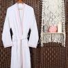 Superior Tinsel Unisex Turkish Cotton Terry Kimono Bathrobe with Embroidery, All-Season Robe(Emberglow-white)