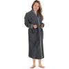 Superior Tinsel Unisex Turkish Cotton Terry Kimono Bathrobe with Embroidery, All-Season Robe(Grey-stone)