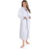 Superior Tinsel Unisex Turkish Cotton Terry Kimono Bathrobe with Embroidery, All-Season Robe(Grey-white)