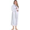 Superior Tinsel Unisex Turkish Cotton Terry Kimono Bathrobe with Embroidery, All-Season Robe(Grey-white)