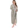 Superior Tinsel Unisex Turkish Cotton Terry Kimono Bathrobe with Embroidery, All-Season Robe(Stone-grey)