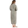 Superior Tinsel Unisex Turkish Cotton Terry Kimono Bathrobe with Embroidery, All-Season Robe(Stone-grey)