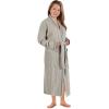 Superior Tinsel Unisex Turkish Cotton Terry Kimono Bathrobe with Embroidery, All-Season Robe(Stone-grey)