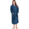 Superior Tinsel Unisex Turkish Cotton Terry Kimono Bathrobe with Embroidery, All-Season Robe(Aqua-blue)