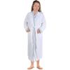 Superior Tinsel Unisex Turkish Cotton Terry Kimono Bathrobe with Embroidery, All-Season Robe(Blue-white)