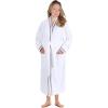 Superior Tinsel Unisex Turkish Cotton Terry Kimono Bathrobe with Embroidery, All-Season Robe(Charcoal-white)