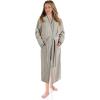 Superior Tinsel Unisex Turkish Cotton Terry Kimono Bathrobe with Embroidery, All-Season Robe(Stone-grey)