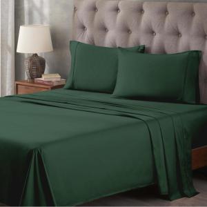 Superior Egyptian Cotton 400 Thread Count Bed Sheet Set, 1 Elastic Deep Pocket Fitted Sheet, 1 Flat Sheet, 2 Pillowcases, Soft Bedding, Luxury Sheets, Sateen Weave, California King Size, Sage(Green – Z)