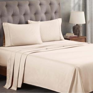 Superior Egyptian Cotton 400 Thread Count Bed Sheet Set, 1 Elastic Deep Pocket Fitted Sheet, 1 Flat Sheet, 2 Pillowcases, Soft Bedding, Luxury Sheets, Sateen Weave, California King Size, Sage(Ivory – Z)