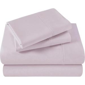Superior Egyptian Cotton 400 Thread Count Bed Sheet Set, 1 Elastic Deep Pocket Fitted Sheet, 1 Flat Sheet, 2 Pillowcases, Soft Bedding, Luxury Sheets, Sateen Weave, California King Size, Sage(Purple)