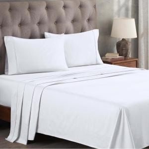 Superior Egyptian Cotton 400 Thread Count Bed Sheet Set, 1 Elastic Deep Pocket Fitted Sheet, 1 Flat Sheet, 2 Pillowcases, Soft Bedding, Luxury Sheets, Sateen Weave, California King Size, Sage(White – Z)