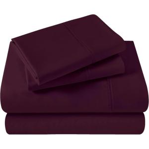 Superior Egyptian Cotton 400 Thread Count Bed Sheet Set, 1 Elastic Deep Pocket Fitted Sheet, 1 Flat Sheet, 2 Pillowcases, Soft Bedding, Luxury Sheets, Sateen Weave, California King Size, Sage(Plum – Z)