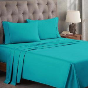 Superior Egyptian Cotton 400 Thread Count Bed Sheet Set, 1 Elastic Deep Pocket Fitted Sheet, 1 Flat Sheet, 2 Pillowcases, Soft Bedding, Luxury Sheets, Sateen Weave, California King Size, Sage(Teal – Z)