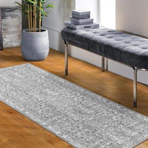 Superior Indoor Area Rug, Bohemian Geometric Home Floor Decor, Bedroom, Living/Dining Room, Office, Entry, Unique, Soft Cotton Backed Rugs, Sterling Collection, 3′ 6″ x 5′ 6″, Sangria(Elo – Charcoal)