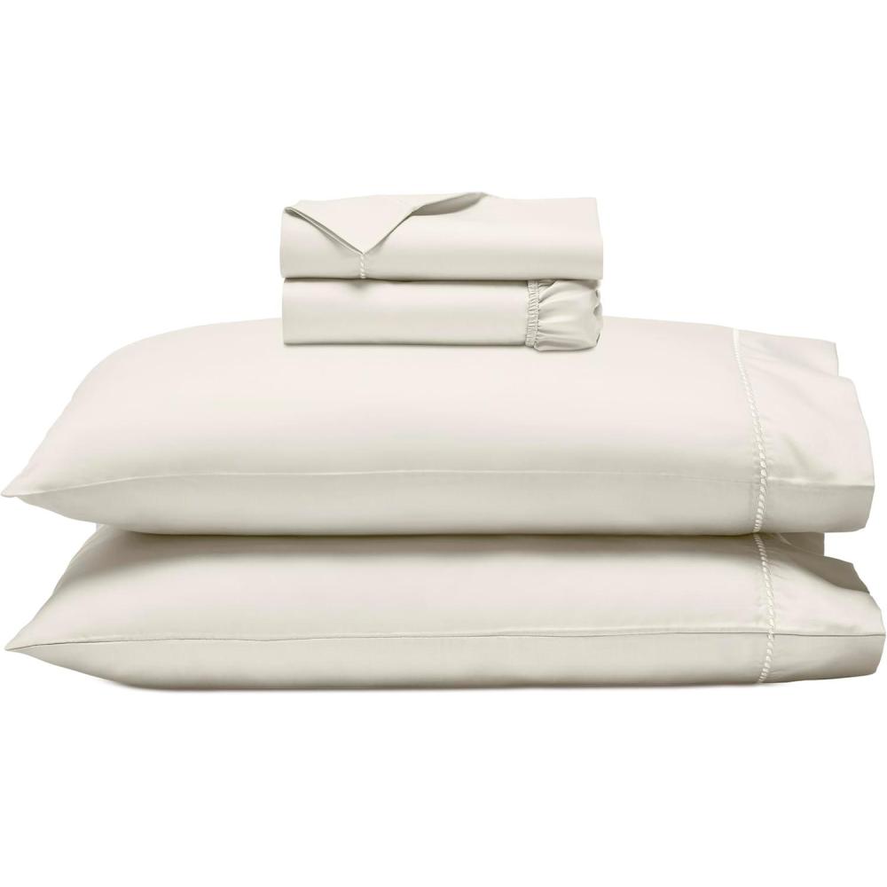imageSUPERIOR Cotton Blend Bed Sheet Set Italian Paisley Design Includes 1 Fully Elastic Deep Pocket Fitted Sheet 1 Flat Sheet 2 Pillowcases Sateen Weave Full GreyIvory