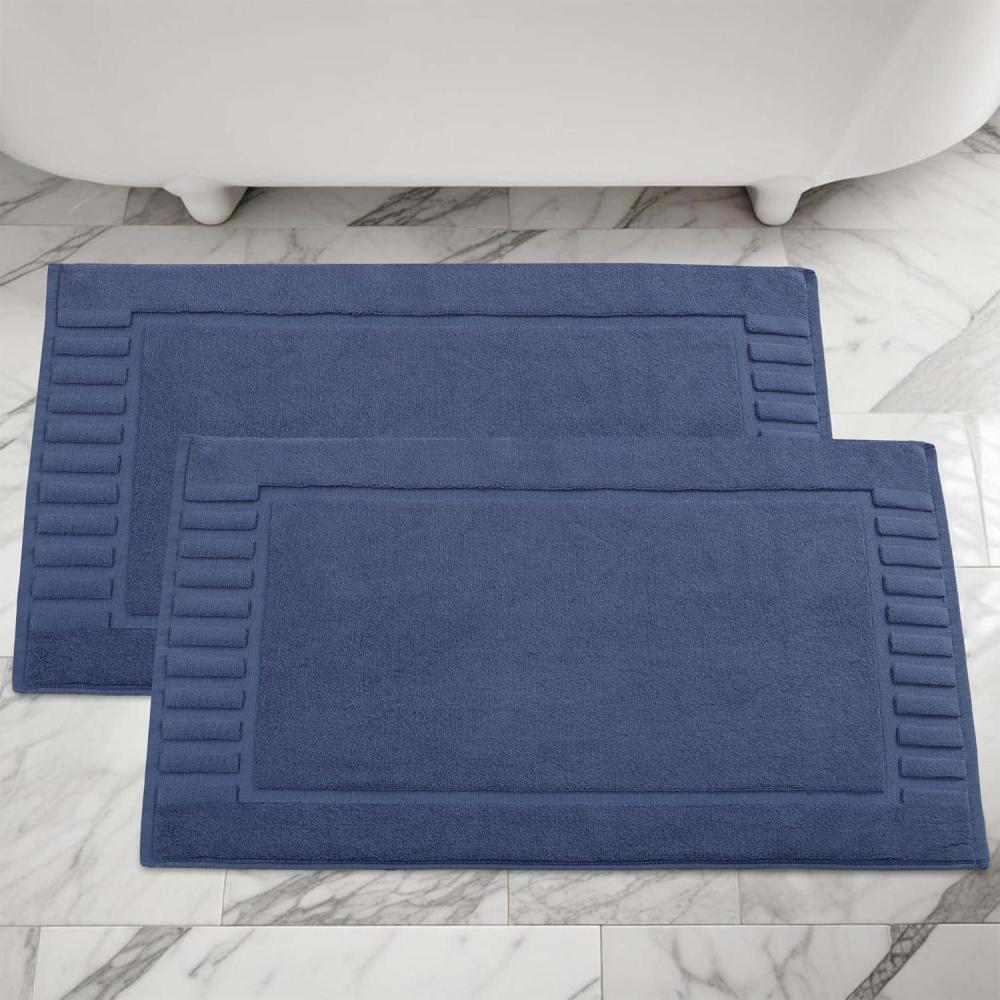 imageSuperior 100 Cotton Bathmat Set Bath Mat Bathroom Decor Shower Bathtub Essentials Home Accessories Washable Rug Absorbent Quick Dry Leo Collection Set of 2 22 x 35 EggplantNavy Blue