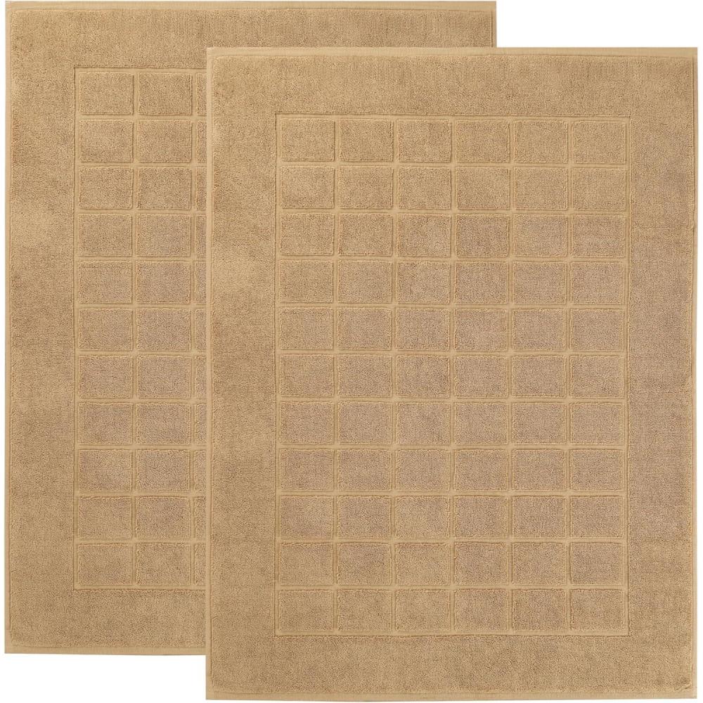 imageSuperior 100 Cotton Bathmat Set Bath Mat Bathroom Decor Shower Bathtub Essentials Home Accessories Washable Rug Absorbent Quick Dry Leo Collection Set of 2 22 x 35 EggplantLatte