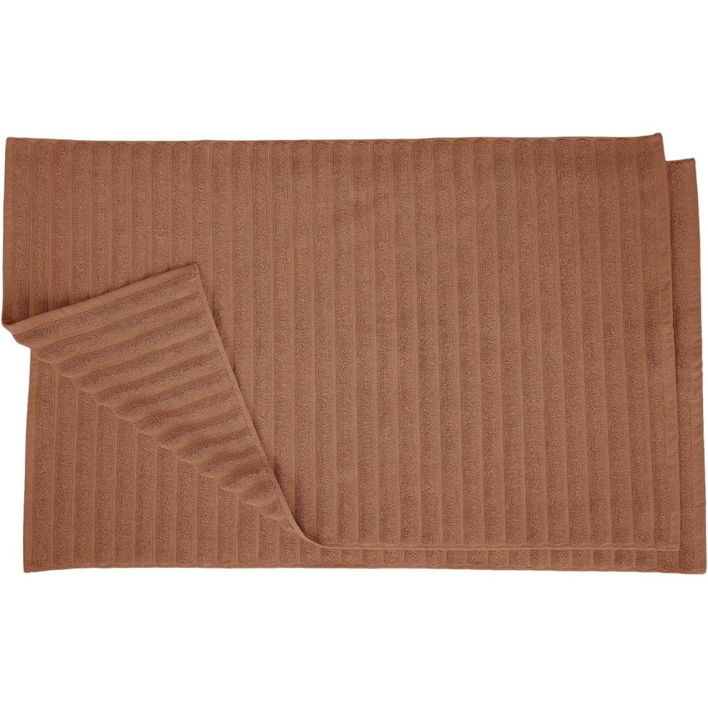 imageSuperior 100 Cotton Bathmat Set Bath Mat Bathroom Decor Shower Bathtub Essentials Home Accessories Washable Rug Absorbent Quick Dry Leo Collection Set of 2 22 x 35 EggplantBrown