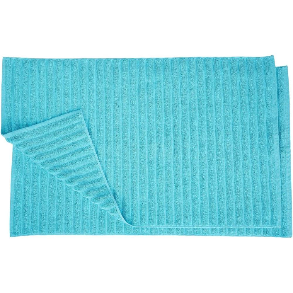 imageSuperior 100 Cotton Bathmat Set Bath Mat Bathroom Decor Shower Bathtub Essentials Home Accessories Washable Rug Absorbent Quick Dry Leo Collection Set of 2 22 x 35 EggplantTurquoise