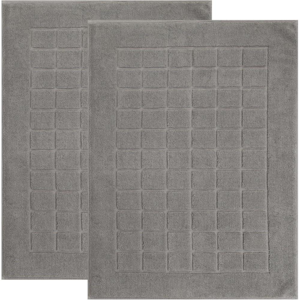 imageSuperior 100 Cotton Bathmat Set Bath Mat Bathroom Decor Shower Bathtub Essentials Home Accessories Washable Rug Absorbent Quick Dry Leo Collection Set of 2 22 x 35 EggplantCharcoal