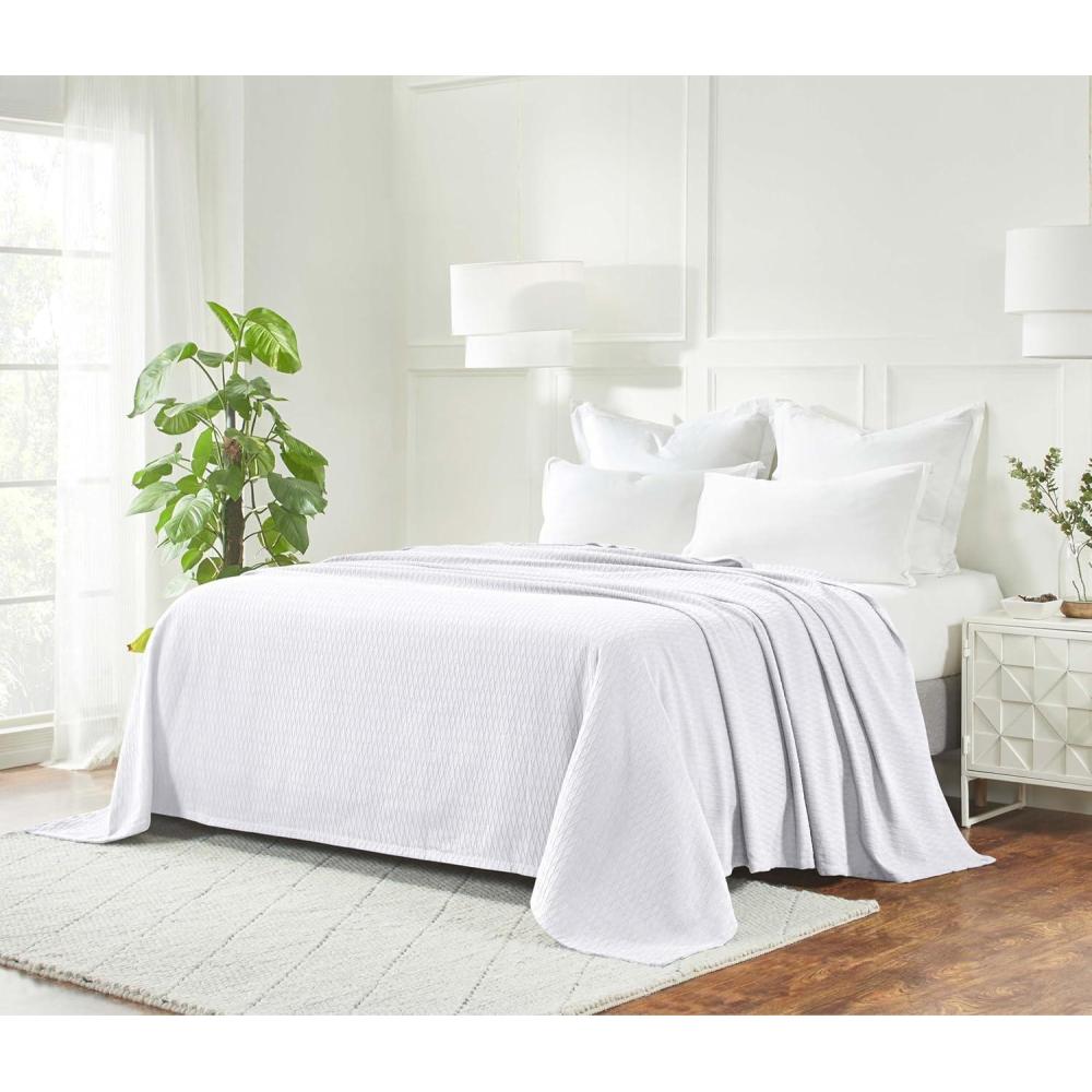 imageSuperior 100 Cotton Diamond Weave Blanket Perfect for Bedroom Living Room Couch Picnics Travel Beach or Camping Comfy Blanket Bedroom Decor Essentials Cover for Bed FullQueen AquaWhite  Z