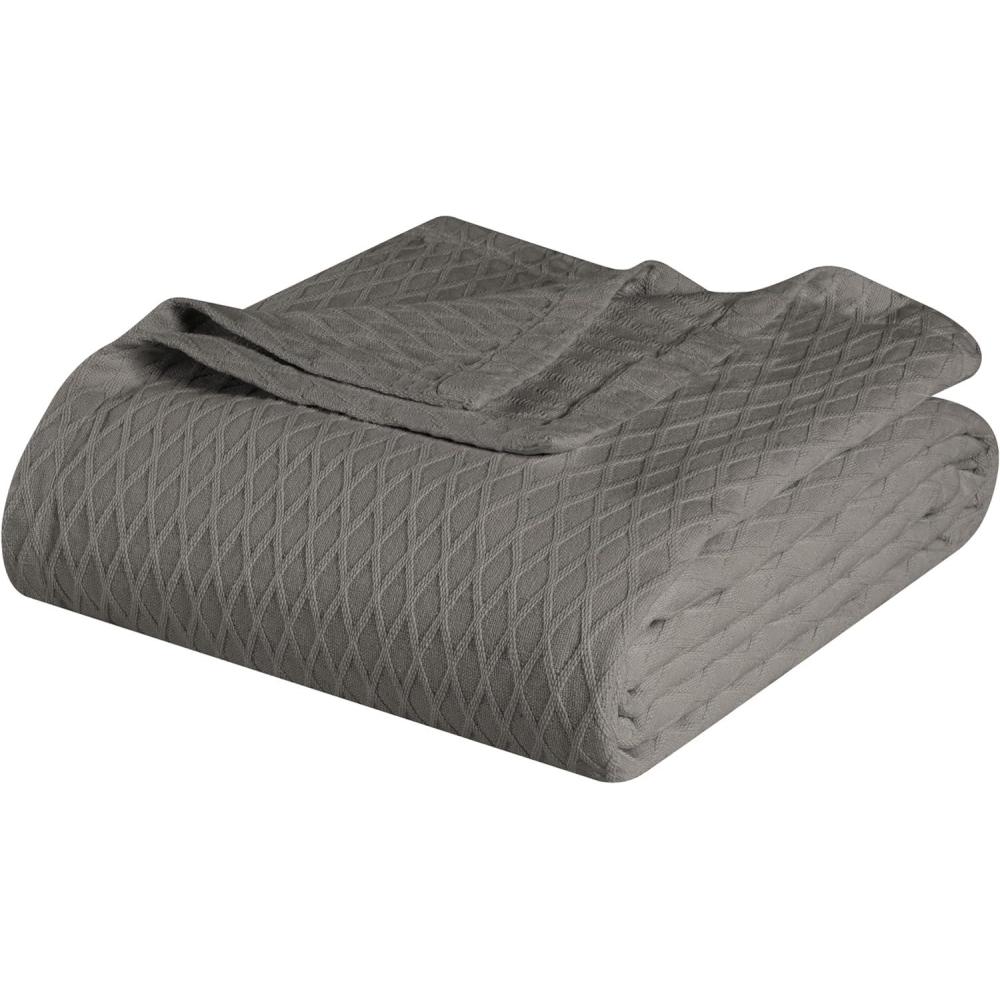 imageSuperior 100 Cotton Diamond Weave Blanket Perfect for Bedroom Living Room Couch Picnics Travel Beach or Camping Comfy Blanket Bedroom Decor Essentials Cover for Bed FullQueen AquaGrey  Z