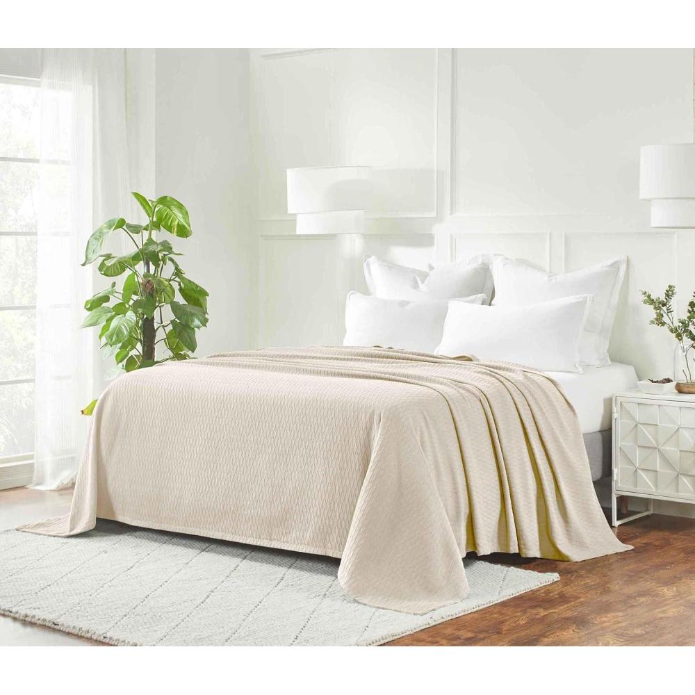 imageSuperior 100 Cotton Diamond Weave Blanket Perfect for Bedroom Living Room Couch Picnics Travel Beach or Camping Comfy Blanket Bedroom Decor Essentials Cover for Bed FullQueen AquaIvory  Z