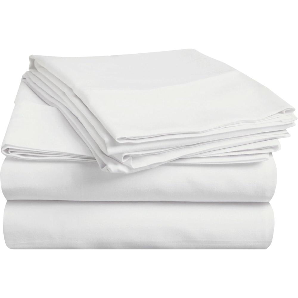 imageSuperior 100 Premium Combed Cotton DeepFitting Pocket Soft and Smooth 3 Piece Sheet and Pillowcase Cover Set Twin XL  Light BlueWhite