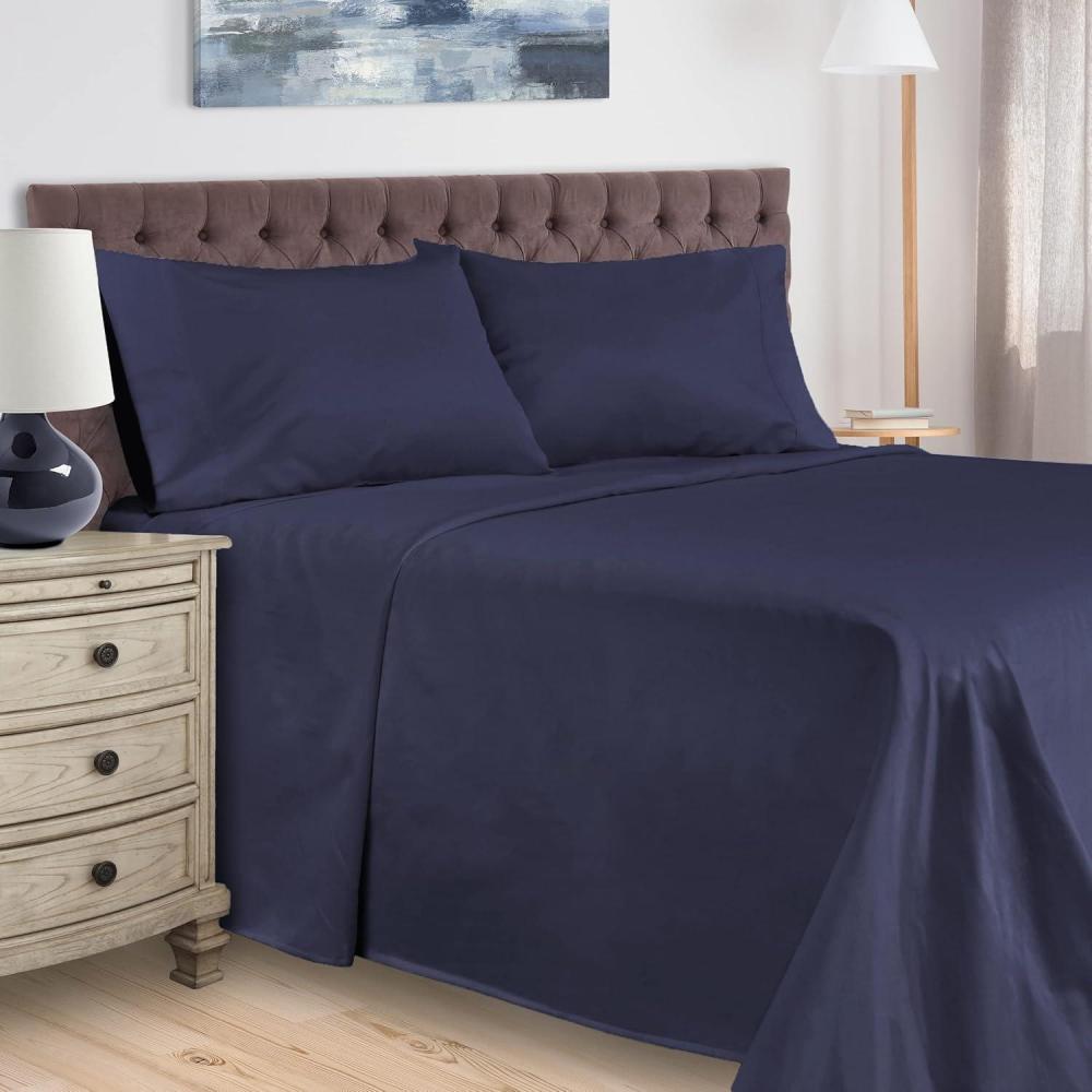 imageSuperior 400 Thread Count Egyptian Cotton Material Sheets Modern Solid Deep Pocket Soft Bed Sheet Set Includes One Flat Sheet Two Fitted Sheet and Two Pillowcases Split King BurgundyNavy Blue