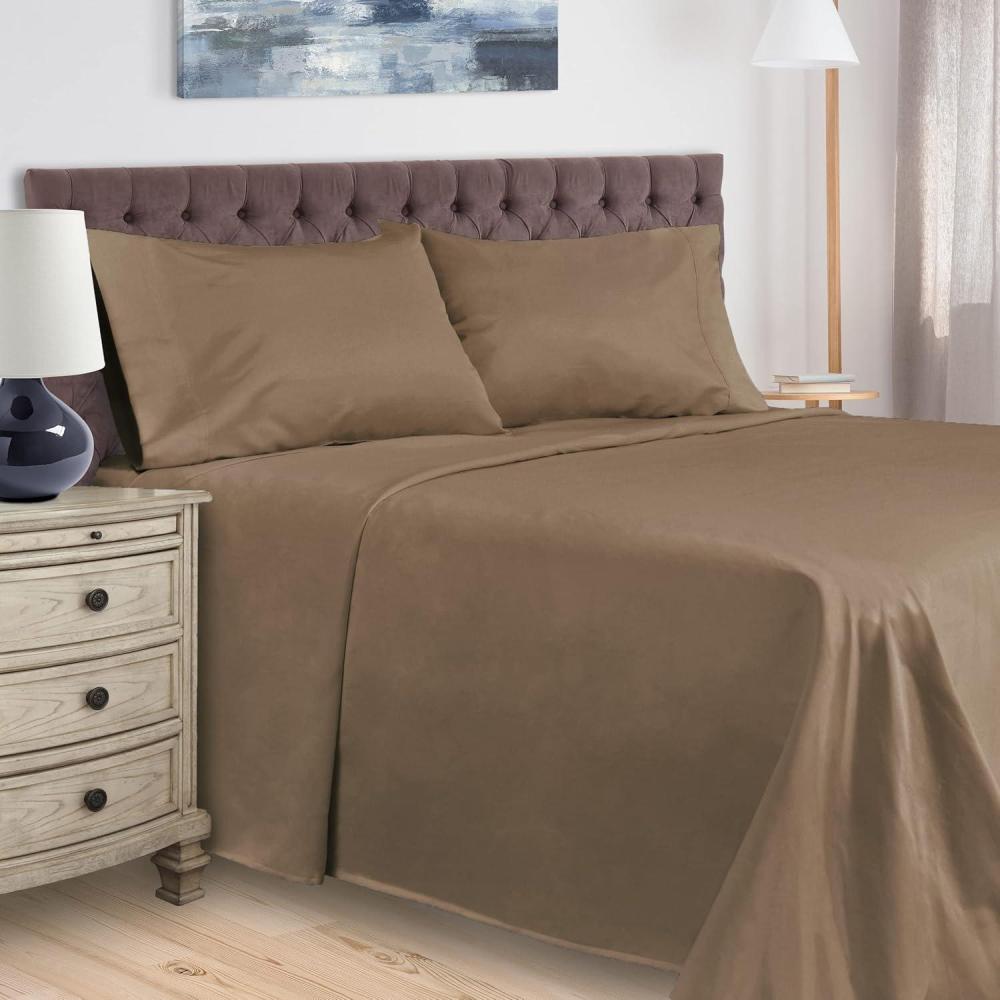 imageSuperior 400 Thread Count Egyptian Cotton Material Sheets Modern Solid Deep Pocket Soft Bed Sheet Set Includes One Flat Sheet Two Fitted Sheet and Two Pillowcases Split King BurgundyTaupe