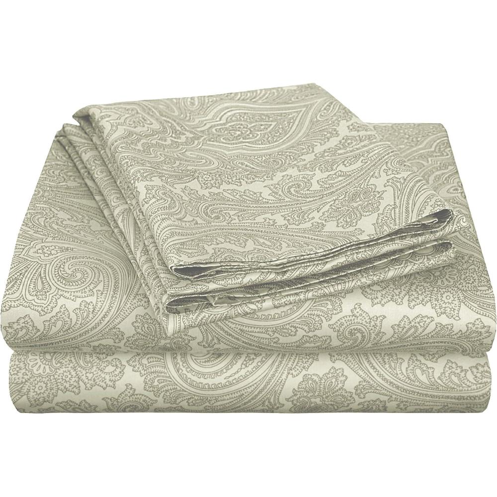 imageSuperior 600 Thread Count Cotton Blend Bed Sheet Set Includes 1 Fully Elastic Deep Pocket Fitted Sheet 1 Flat Sheet 2 Pillowcases Sateen Weave Queen SageSage
