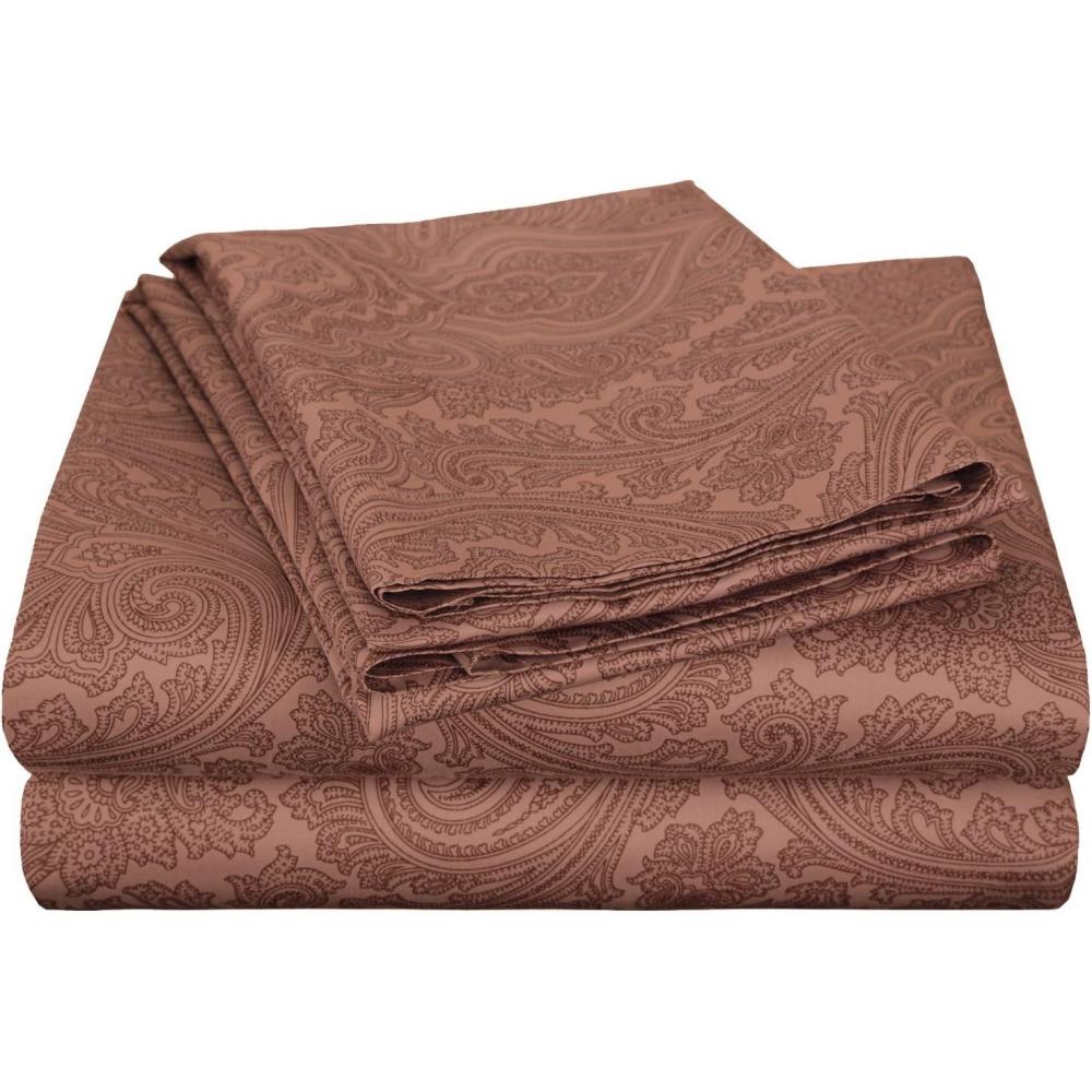 imageSuperior 600 Thread Count Cotton Blend Bed Sheet Set Includes 1 Fully Elastic Deep Pocket Fitted Sheet 1 Flat Sheet 2 Pillowcases Sateen Weave Queen SageChocolate