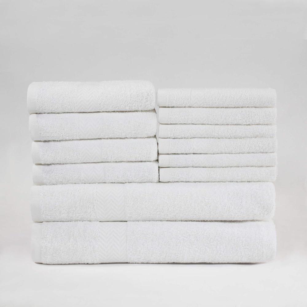 imageSuperior Bath Towels Set 12 Piece 100 Cotton Highly Absorbent Quick Drying Towels Premium Towels for Hotel Washcloths Bathroom 6 Face Towels 4 Hand Towels 2 Bath Towels Franklin Collection IvoryWhite